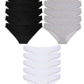 15 Adet Süper Eko Set Likralı Kadın Slip Külot Siyah Gri Beyaz