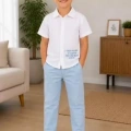 2/10 Yaş Müslin Gömlek Denim Pantolon Çocuk Takımı