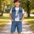 5/12 Yaş Kot(denim) Kumaş Tişörtlü Çocuk Takımı