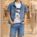 5/12 Yaş Kot(denim) Kumaş Tişörtlü Çocuk Takımı