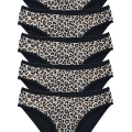 5 Adet Leopar Desenli Likralı Yumuşak Dokulu Kadın Slip Külot