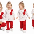 6/12 Ay Kalp Baskılı Penye Bebek Takımı