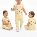 6/18 Ay Baskılı Zıbınlı Penye Bebek Takımı