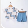 6/18 Ay Geometrik Baskılı Oversize Bebek Takımı