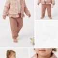 6-24 Ay Ceketli Keten Pantolonlu 3lü Bebek Takımı
