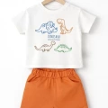 6/24 Ay Dino Baskılı Basic Bebek Takımı