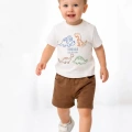 6/24 Ay Dino Baskılı Basic Bebek Takımı