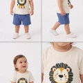 6/24 Ay Keten Şortlu Basic Bebek Takımı