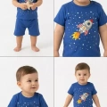 6/24 Ay Roket Baskılı 2li Bebek Takımı
