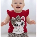 9/24 Ay Leopar Kedi Baskılı Bebek Takımı