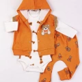 Bear Nakışlı Yelekli 3lü Erkek Bebek Takımı
