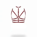 Bordo Göğüs Harness Deri Çok Bantlı Halka Detaylı - Brf235