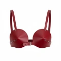 Bordo Göğüs Harness Konik Kaplı Deri Büstiyer - Brf250