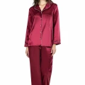 Bordo İkili Saten Gecelik Pijama Takımı 7647