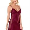Bordo Kısa Saten Gecelik 8105