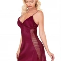 Bordo Kısa Saten Gecelik 8105