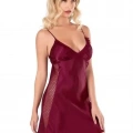 Bordo Kısa Saten Gecelik 8105