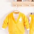 Cute Funny Desenli Kapişonlu Pamuklu 3lü Kız Bebek Takımı
