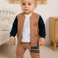 Dinazor Desenli Hırkalı 3lü Erkek Bebek Takım