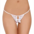 Fantezi Arkası Açık Fiyonklu Beyaz Dantel String - Tanga