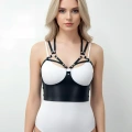 Göğüs Detaylı Deri Harness Büstiyer, Şık Deri Korse - Brf872