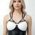 Göğüs Detaylı Deri Harness Büstiyer, Şık Deri Korse - Brf872