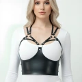 Göğüs Detaylı Deri Harness Büstiyer, Şık Deri Korse - Brf872