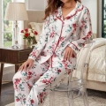 Gül Desenli Pijama Takımı Kadın Nurt5654