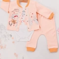 Happy Dancing Desenli 3lü Hırkalı Kız Bebek Takım