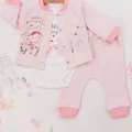 Happy Dancing Desenli 3lü Hırkalı Kız Bebek Takım
