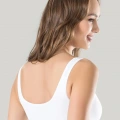 Kadın Beyaz Kalın Askılı Çıkarılabilir Pedli Örme Seamless Dikişsiz Basic Büstiyer