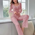 Kadın Çiçek Desenli Yumuşak Pamuklu Uzun Pijama Takımı 5132