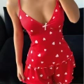 Kadın Kalp Desenli Şortlu Pijama Takımı Rahat Ve Şık Ev Giyim Seti