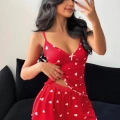 Kadın Kalp Desenli Şortlu Pijama Takımı Rahat Ve Şık Ev Giyim Seti