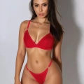 Kadın Kırmızı Mayo Bikini Şık Esnek Kumaş Plaj Giyim Özel Tasarım