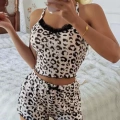 Kadın Leopar Detaylı  Şortlu Pijama Takım 5187