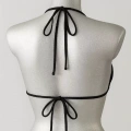 Kadın Siyah Pedli Üçgen Bikini Üstü Halter Bağlamalı Aksesuarlı