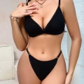 Kadın Siyah Zarif Bikini Mayo Takımı Özel Tasarım