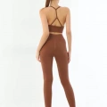 Kahve  3921 Soft Seamless Ripli Tayt Yoga Takımı