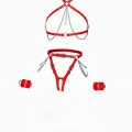 Kırmızı Harness Takım Zincir Detaylı 4 Parça Vücut Seti - Brf1224