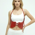 Kırmızı Renk Kalın Kadın Kemeri, Elbise Kemeri, Şık Deri Kemer, Deri Kemer Harness - Brf605