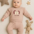 Kirpi Nakışlı % 100 Pamuk 2li Kız Bebek Takım