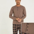 Kly Erkek Pijama Takımı Kahve Rengi 9221 |yoncatoptan