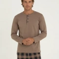 Kly Erkek Pijama Takımı Kahve Rengi 9221 |yoncatoptan