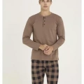 Kly Erkek Pijama Takımı Kahve Rengi 9221 |yoncatoptan