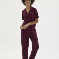 Kocabey Kkt-26158k Kadın Apaj Yaka Düğmeli Pijama Takımı