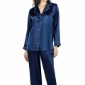 Lacivert İkili Saten Gecelik Pijama Takımı 7647
