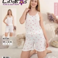 Lindros Br-01409 Kadın İp Askılı Bürümcük Düğmeli Şort Takım