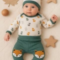 Little Fox Desenli 3lü % 100 Pamuklu Erkek Takım