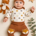 Little Fox Desenli 3lü % 100 Pamuklu Erkek Takım